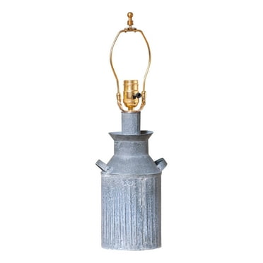 Irvins Country Tinware Milk Jug Lamp Base in Weathered Zinc