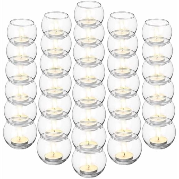 36 Pcs Clear Votive Candle Holder Bulk Glass Tea Lights Round for Wedding 1.97'' x 2.17'' Candle Jars Holder for Wedding Table Centerpiece Party Birthday Home Decoration