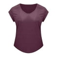 thumbnail image 4 of USSUMA Women's Casual Cap Sleeve T Shirts Basic Summer Crew Neck Tops Loose Casual Solid Color Blouse, 4 of 5