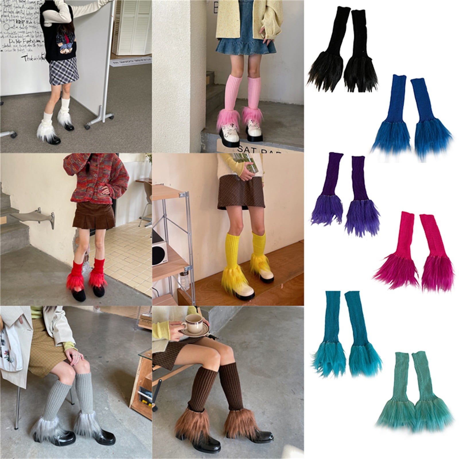 Sunisery Women Girls Knitted Leg Warmers Knee High Preppy Japanese Style  Ribbed Leg Warmers Y2k Streetwear