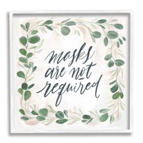 Stupell Industries Masks Not Required Floral Leaves Botanical Border Graphic Art White Framed Art Print Wall Art, Design by Caverly Smith