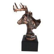 Wildlife 12 Point Whitetail Buck Deer Bust Trophy Figurine With Trophy Base