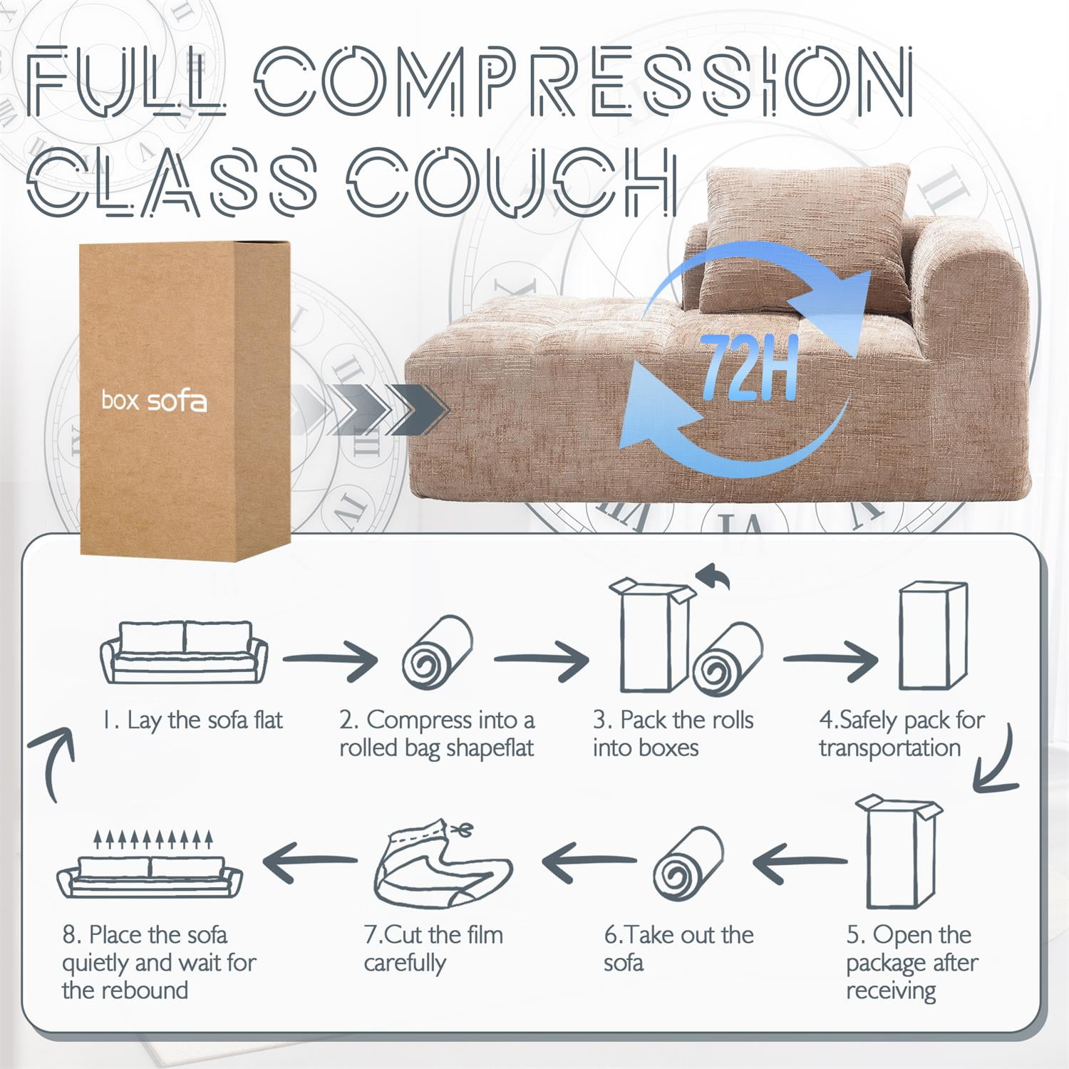 Demi Bonn 62" Plush Chenille Loveseat Sofa, Modular Sleeper for Living Room, Bedroom, Apartment Lounge, Stylish & Comfortable Couch, Beige