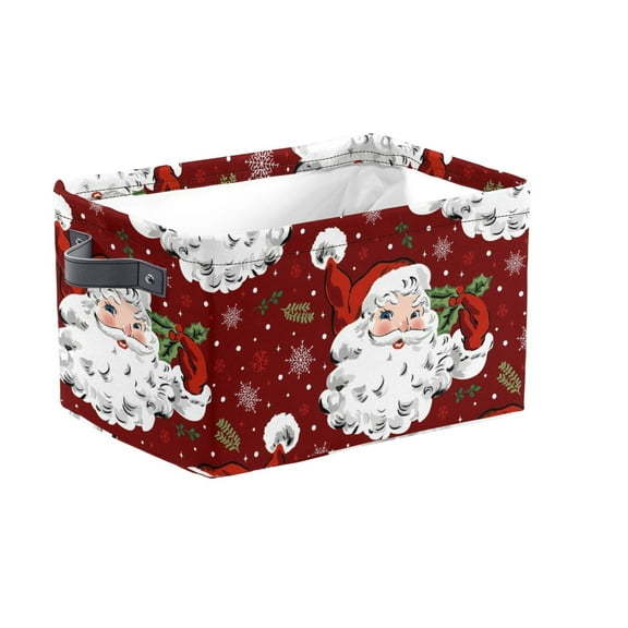 Santa Storage Box with Handle, Foldable Storage Box Organizer Basket Cube for Home Bedroom Wardrobe Office