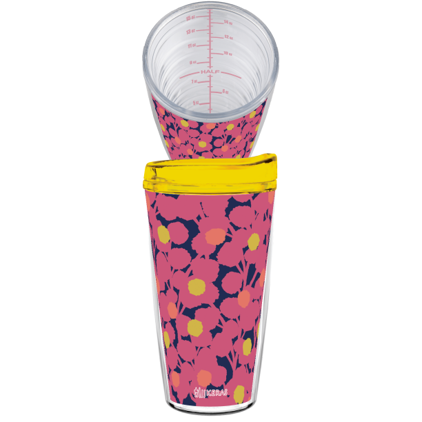 Jj Keras Collection By Kompass 16oz Tumbler Including Yellow Tritan Lid With Milioz Inside Measuring System Pink Flower Art Design 2pk Walmart Com Walmart Com