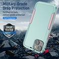 thumbnail image 6 of for iPhone 14 Plus Case, Dual Layers Shell Hard PC + Soft TPU Back Shell Heavy Duty Military Drop Protection Rugged Shockproof Hybrid Case for iPhone 14 Plus, Green+Pink, 6 of 8