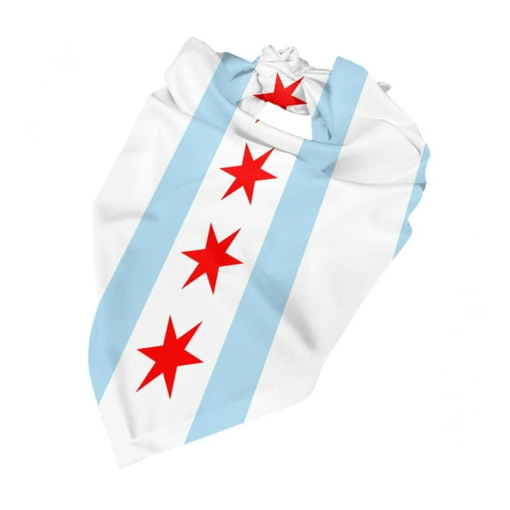 Chicago City Flag Puppy Bandana Printing Dog Bib Scarf For Small Medium Large Dogs Cats Pets