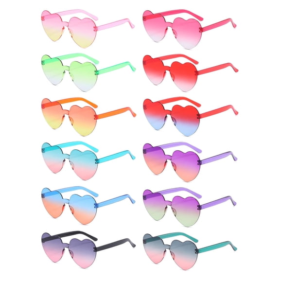 Gafas de Sol LIULIUBTY Sin Montura con Forma de Corazón Paquete de 12