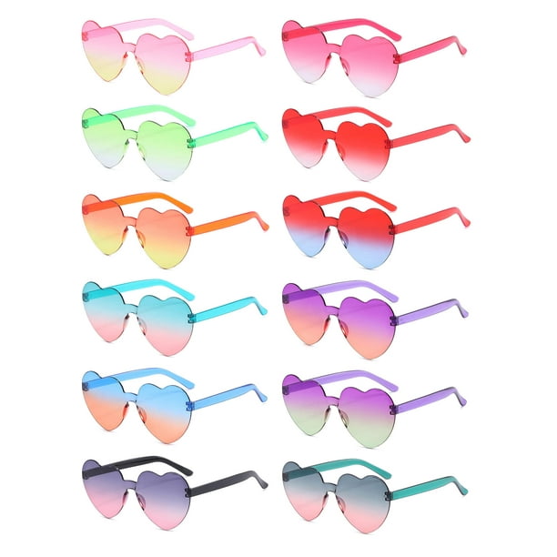 Gafas de Sol LIULIUBTY Sin Montura con Forma de Corazón Paquete de 12