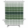 thumbnail image 2 of Minimalist Shower Curtain for Bathroom Decor, Country Sage Green Gradient Stripe Waterproof Fabric Shower Curtain, 72"x96" Set with 12 Hooks, 2 of 9