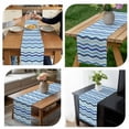 thumbnail image 6 of Table Runner Blue Nautical Waves Table Runners Lines Striped Cotton Linen Dresser Scarf Kitchen Dining Table Decor for Home Dinner Party Decor 13x90 Inch, 6 of 9