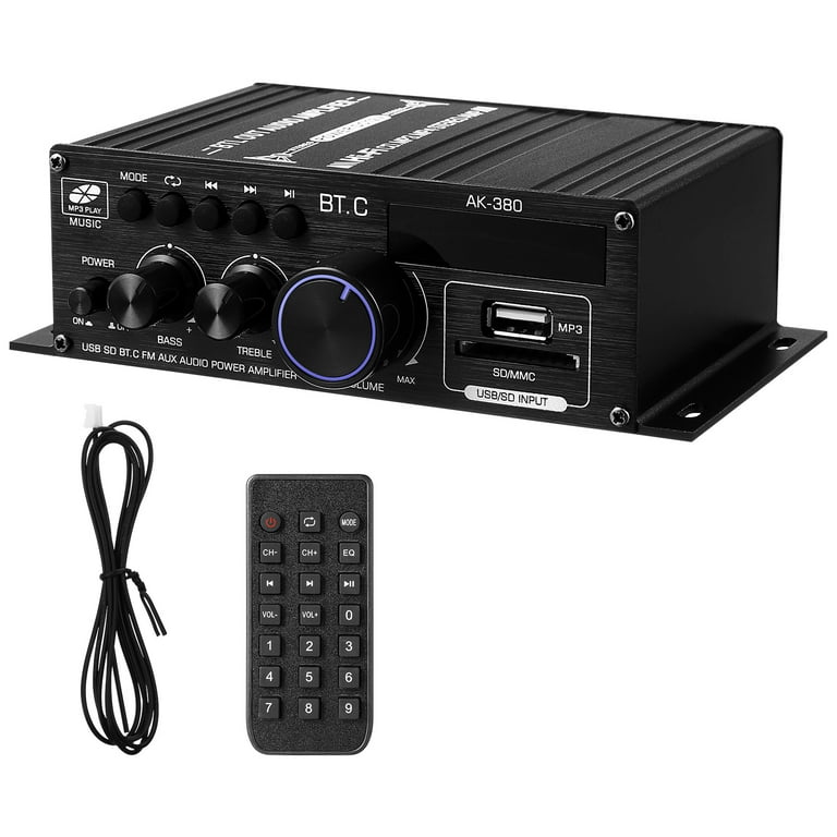 Bluetooth 5.0 Stereo Amplifier - AK-380 Power AMP with 12V Adapter
