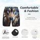 thumbnail image 3 of Balery Vintage Blue Floral Wolf Bañador para hombre, shorts de playa de secado rápido con entrepierna y forro de compresión-XX-Large, 3 of 6