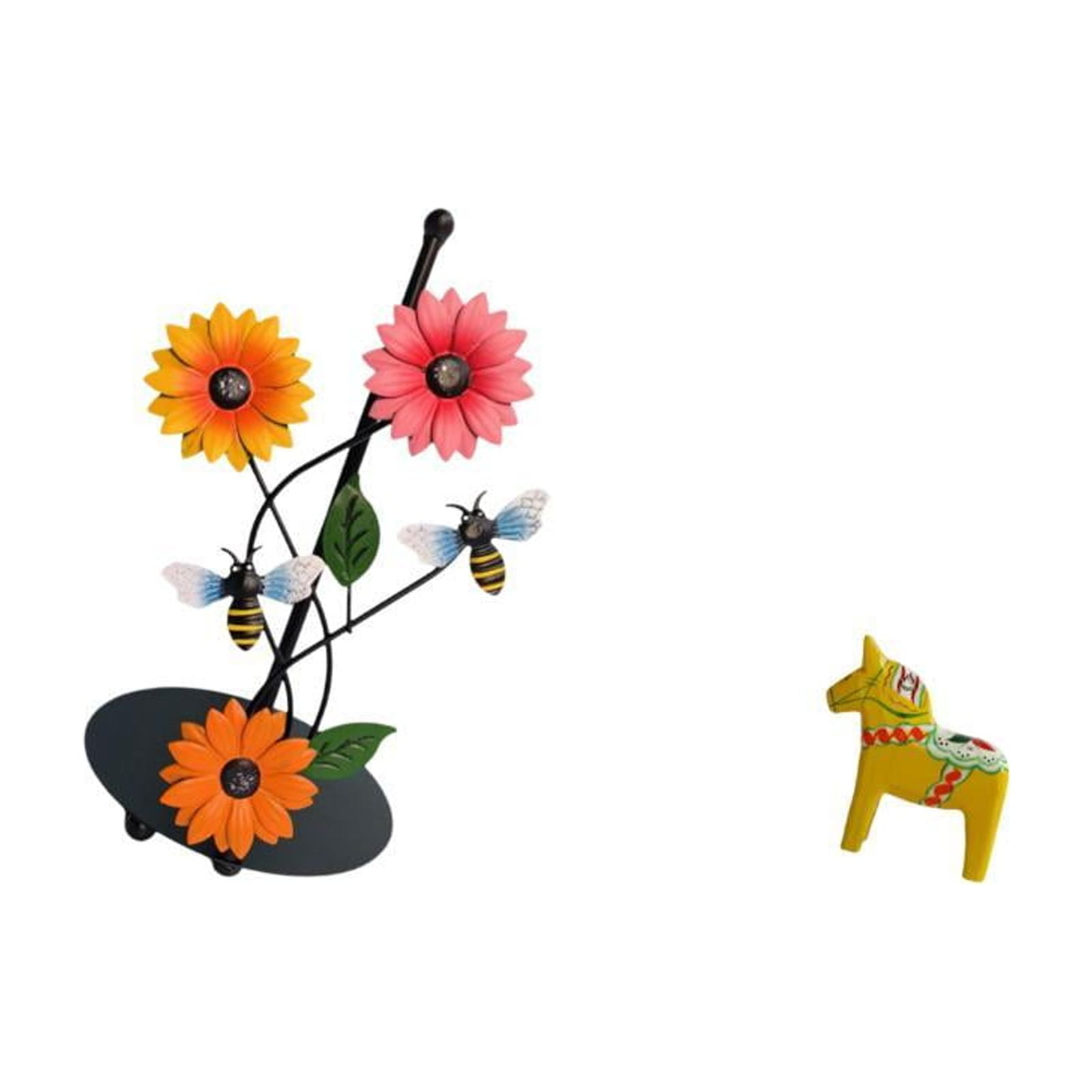 Fiocias Toilet Paper Holder Paper Towel Holder Countertop Desktop Figurine Traditional Swedish Dala Horse Statue Handicraft Iron Wood Hand Painted Suitable Fo