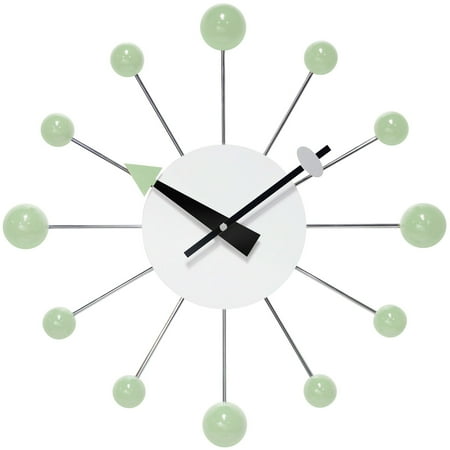 Infinity Instruments Orb Spoke Starburst Wall Clock, Mint Green, 15