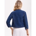 thumbnail image 4 of DARING DIVA Women's Collarless Cardigan 3/4 Sleeve Jean Jacket XL Dark Blue, 4 of 7