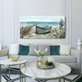 thumbnail image 6 of Canvas Wall Art Beach Décor Wall Picture Rustic Coastal Sand Canvas Print Ocean Nautical Painting Seascape Sea Bird Vintage Ship Boat Artwork for Seaside Living Room Bedroom Bathroom Decor Blue Large, 6 of 8
