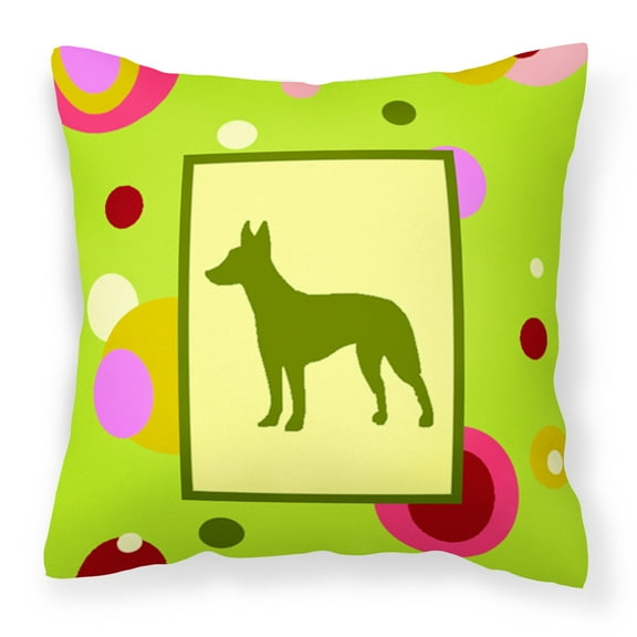 Green Fabric Decorative Pillow with Dog Silhouette