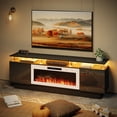 thumbnail image 3 of Waleaf 70" Fireplace TV Stand with Glowing Acrylic Pillars, 36" Electric Fireplace for TVs Up to 80", High Gloss Entertainment Center with 20-Color LED Lights, Black, 3 of 7