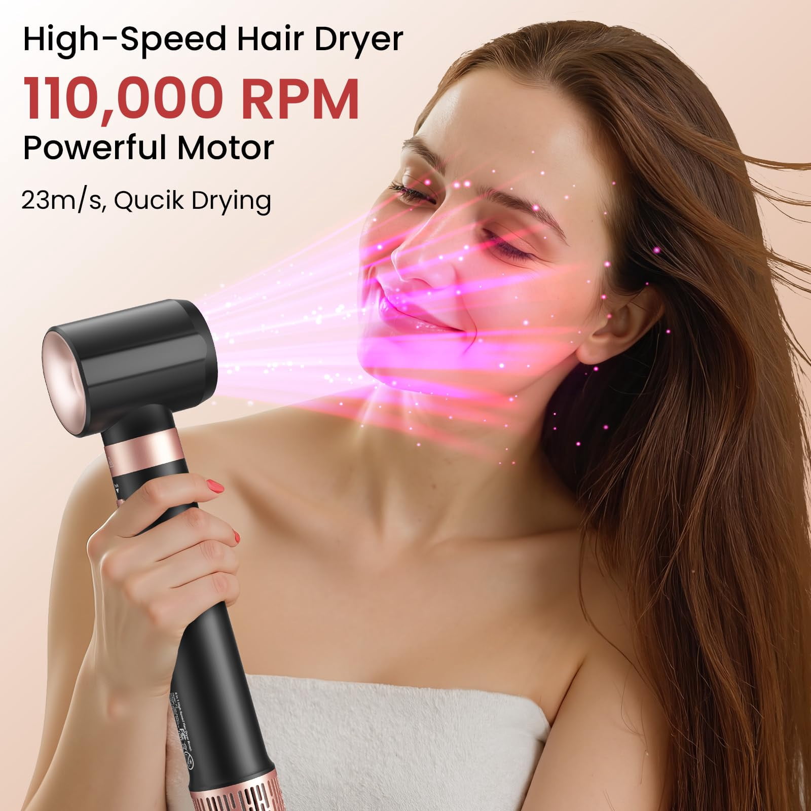 3 in 1 Dual Voltage Hot Hair Styler High Speed Hair Dryer Long Barrel Air Styler Travel Ionic Frizz Control Fast Drying Auto Wrap Curling with Travel Case Gifts for Women