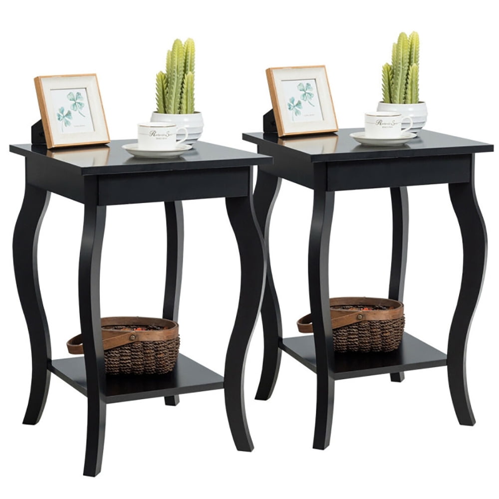 Finihen End Side Table, Set of 2 Side Table End Table Night Stand with Shelf, Sofa Couch Table, for Small Spaces, Living Room, Bedroom, Black Finihen End Side Table, Set of 2 Side Table End Table Night Stand with Shelf, Sofa Couch Table, for Small Spaces, Living Room, Bedroom, Black
