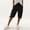 Black, variant on Women's Elastic Waist Side Pocket Drawstring Cuffed Capri Cargo Pants, Breathable Comfort Trousers for Outdoor Activities Green S