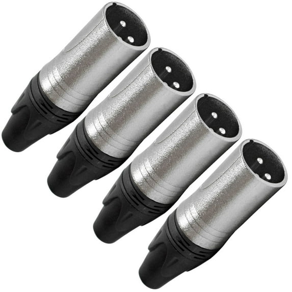 Seismic Audio - 4 Pack of Premium 3 Pin XLR Male Cable Connectors - Mic Plugs Silver - SAPT249-4Pack