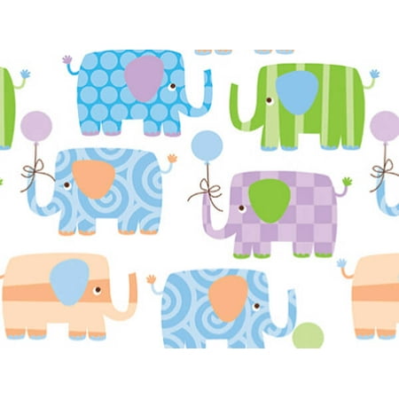 Pack of 1, Baby Elephants Gift Wrap 24" x 833' Gift Wrap Full Ream Roll for Holiday, Party, Kids' Birthday, Wedding & Special Occasion Packaging