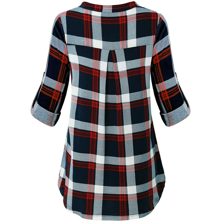 plus size red and black plaid shirt