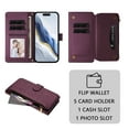 thumbnail image 3 of ELEHOLD Wallet Case For Samsung Galaxy S25,  Butterfly Flower Pattern Leather Flip Kickstand Card Holder Zipper Pocket Magnetic Closure Wallet Cover With Crossbody Strap+Lanyard  ,Darkpurple, 3 of 11