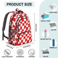 thumbnail image 5 of Red and White Wavy Checkered Pattern Backpack for School, Cute School Bag with Adjustable Shoulder Straps and Padded Back, 16.9"x12.6"x5.9", 5 of 5