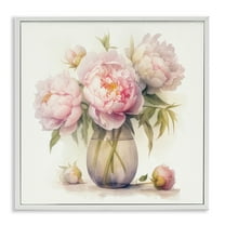 Stupell Industries Charming Pink Peonies Plants & Flowers Painting White Framed Art Print Wall Art, 17 x 17
