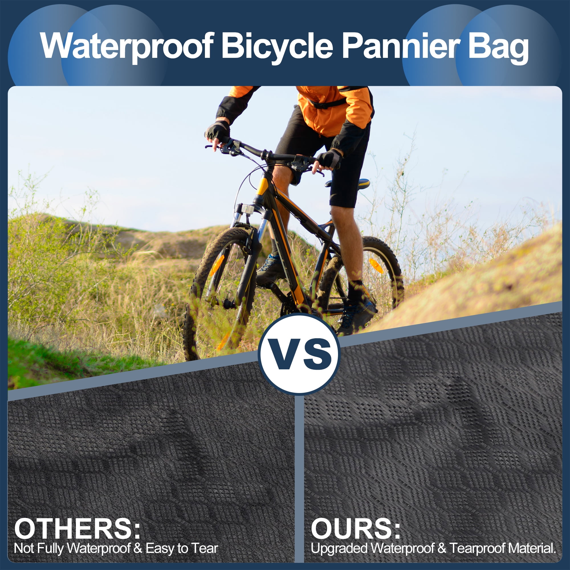 Unique Bargains Bike Frame Waterproof Pannier Bag for Road Mountain Bikes Black