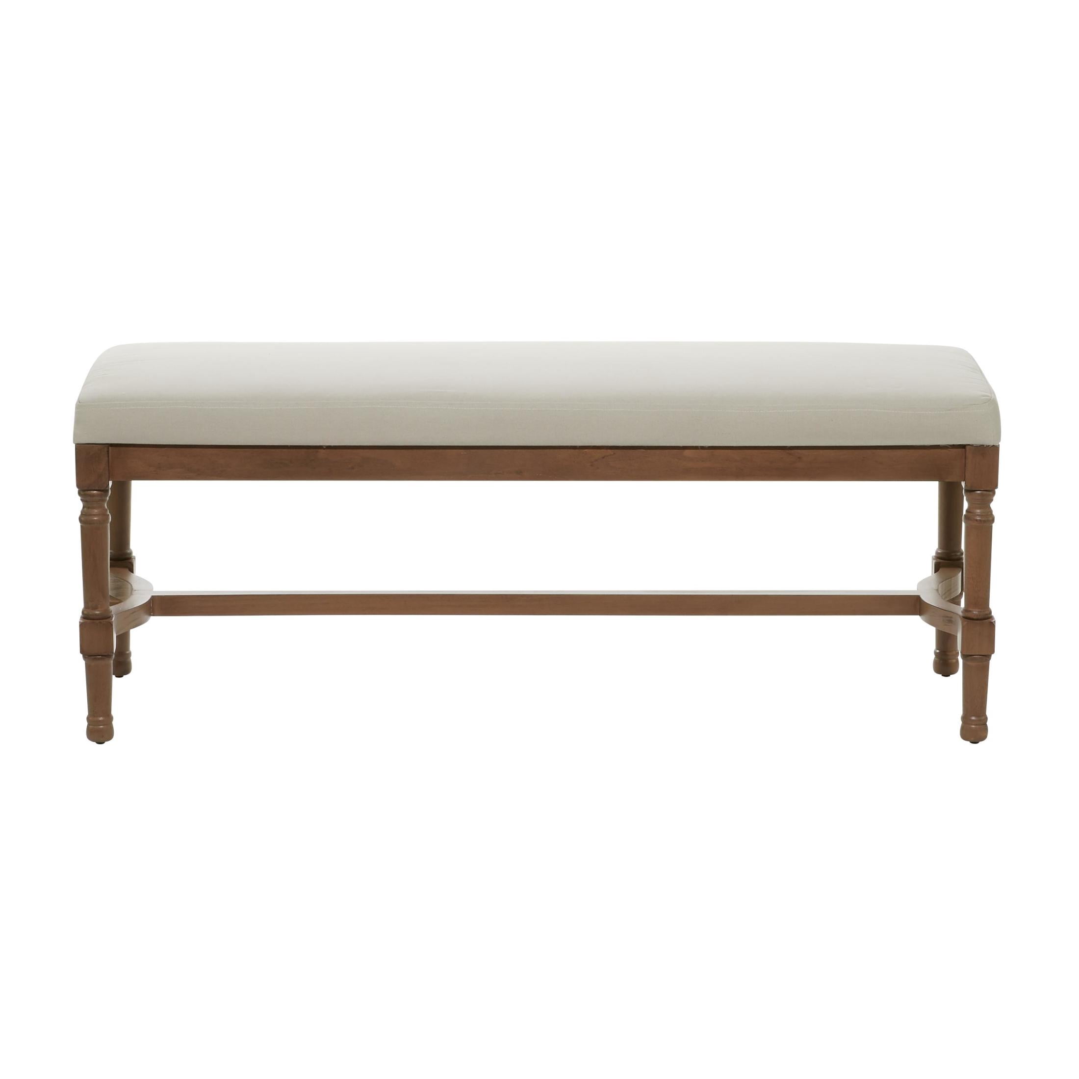 DecMode Wood Bench with Burlap Seat, Brown