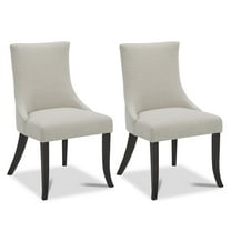 CHITA Upholstered Dining Chairs with Wood Legs Set of 2, Fabric in Linen