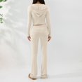 thumbnail image 6 of HOWPAY Women Sweater Set 2 Piece Solid Color Long Sleeve Knitted Hooded Sweater Top Wide Leg Pants Sweatsuits Casual Loose Fall Outfits Beige L, 6 of 6