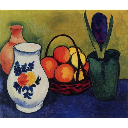 Metal Jugs For Flowers Framed Art for Your Wall Macke, August - White jug with flowers and fruits 10 x 13 Frame ()