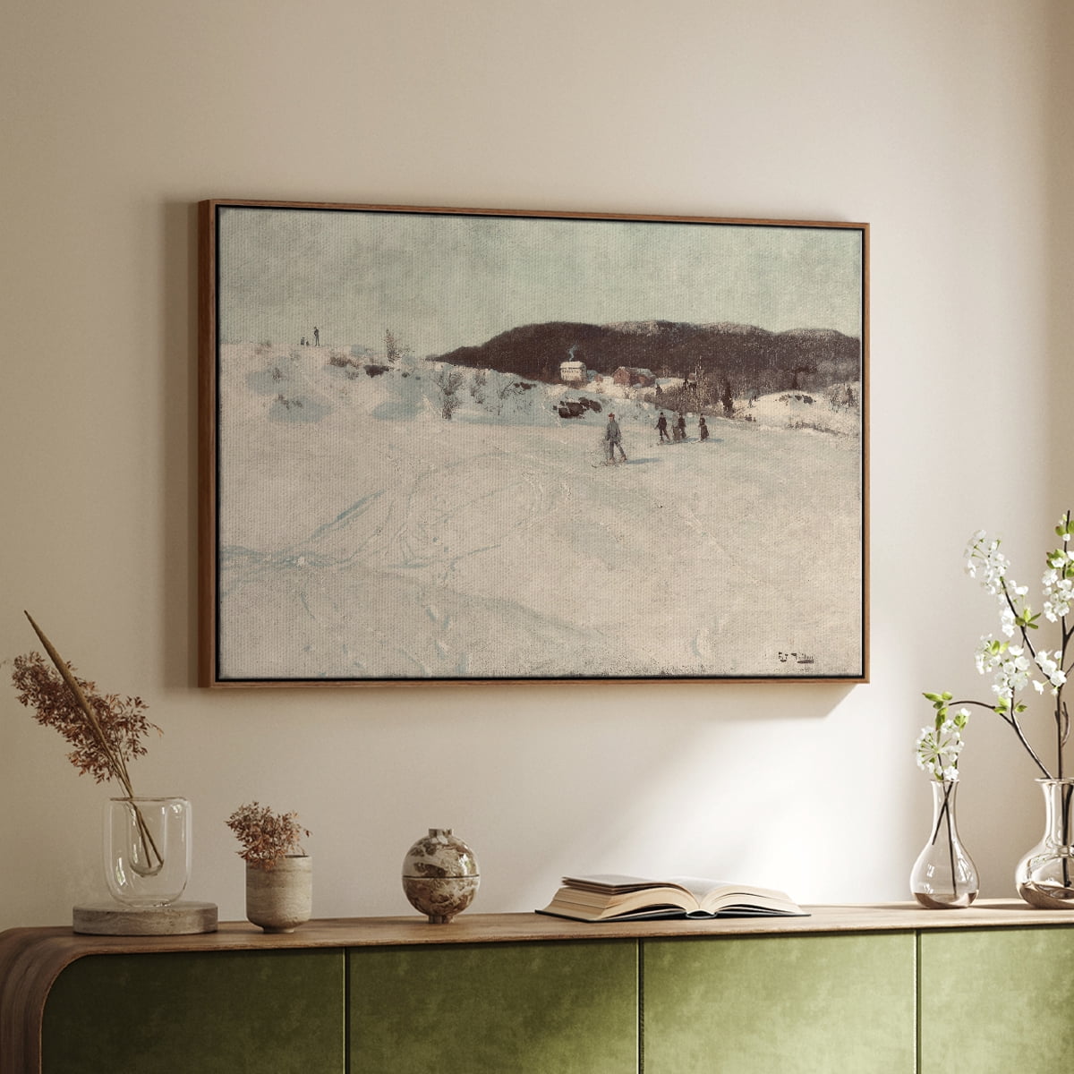 Vintage Landscape-CCLXXVI By Wexford Home Framed in Walnut Wood Gallery Wrapped Canvas 27 in. x 41 in.