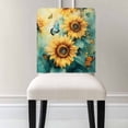 thumbnail image 3 of Sunflower Butterfly Chair Covers Set of 8 Watercolor Green Yellow Painting Pastoral Nature Chair Back Covers Stretch Removable Washable Chairs Slipcovers Protector for Dining Room Kitchen Party Decor, 3 of 5