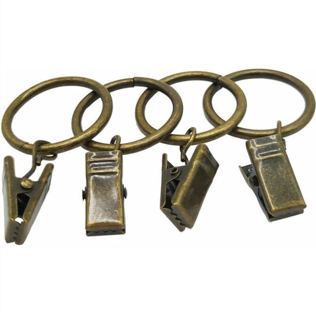 Anillos de cortina de bronce con clips, metal de alta calidad que garantiza durabilidad y resistencia al óxido, para uso residencial y comercial (50 piezas, 32 mm de diámetro)