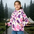 thumbnail image 5 of CPNG Girls Hooded Jacket Rainproof Windproof Windbreaker Coat with Colorful Print Fleece Lined Warmth Hiking Windbreaker, 5 of 5