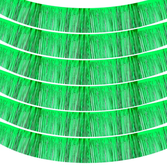 Foil Fringe Garland 10 Feet, 6 Pack Fringe Banner Wall Hanging Curtain Backdrop for Wedding Birthday, Green