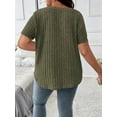 thumbnail image 6 of Women'S Plus Size Casual Tops V Neck Solid Color Shirts - Short Sleeve Blouses  Green XL, 6 of 7
