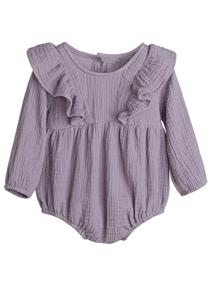 Newborn Baby Boys Girls Button Ruffle Romper Jumpsuit Bodysuit Playsuit  0-24M