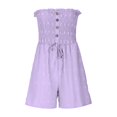 thumbnail image 6 of lcziwo Strapless Smock Rompers for Women Off Shoulder Tube Jumpsuits Drawstring Waist Onesies Shorts Purple XL, 6 of 9