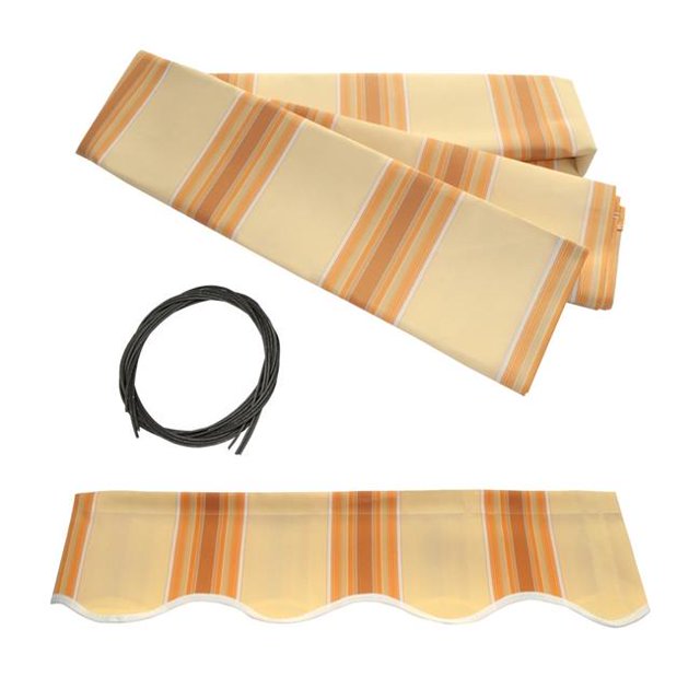 Tissu de Remplacement pour Auvent Rétractable 13 x 10 Pieds Multi-Rayures Jaune