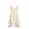 thumbnail image 4 of Kilaqueen Cotton Linen Dresses for Women Spaghetti Strap Mini Dress Casual Flowy V Neck Sundress Summer Beach Vacation Dresses with Ruffle Hem, 4 of 7