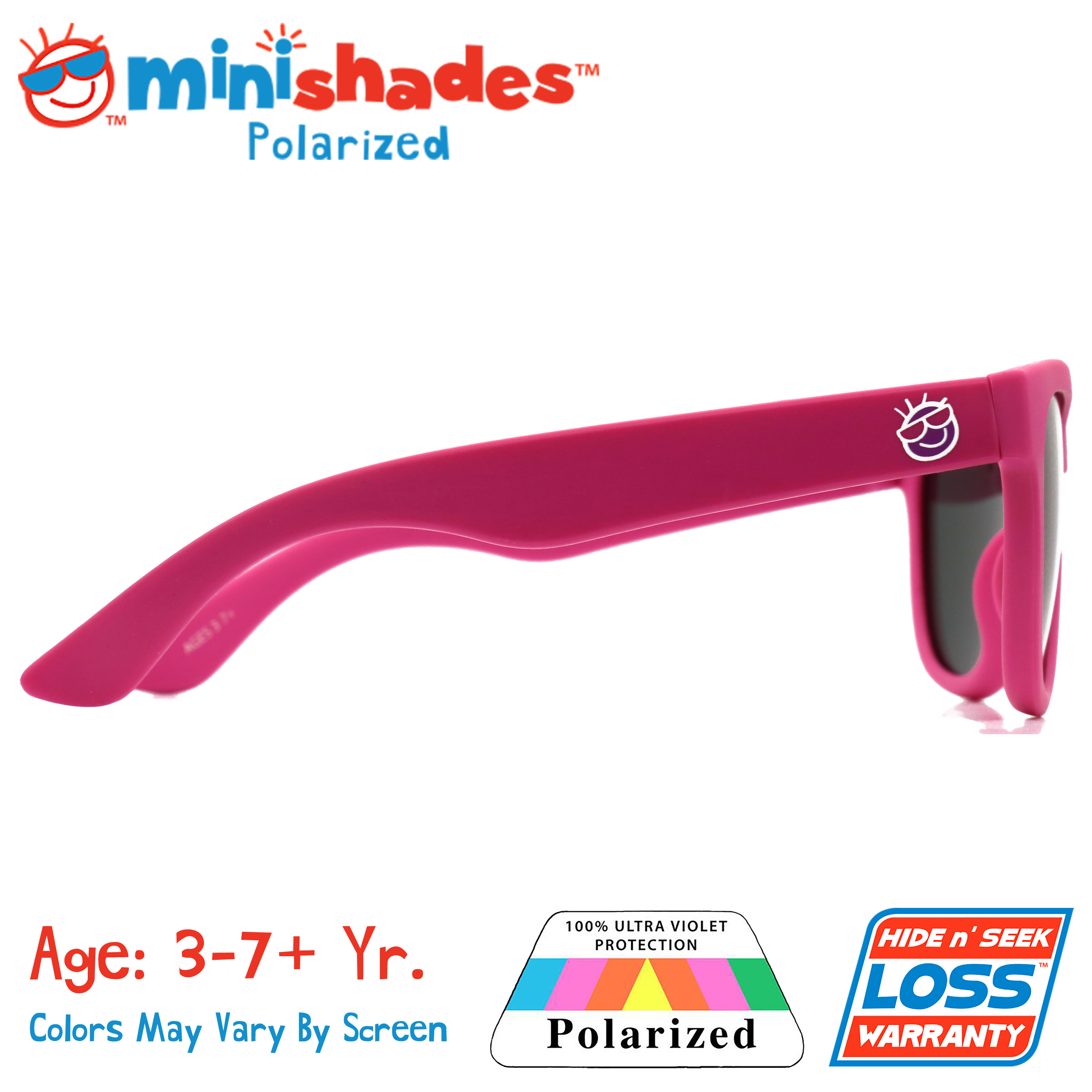Minishades Polarized: Flexible Kids Sunglasses - Hot Pink |UVA/UVB| Hide n' Seek Replacement | Age: 3-7+Yr. - image 4 of 4
