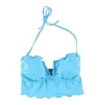 thumbnail image 1 of California Waves - Bañador bandeau festoneado para mujer, azul, pequeño, 1 of 1