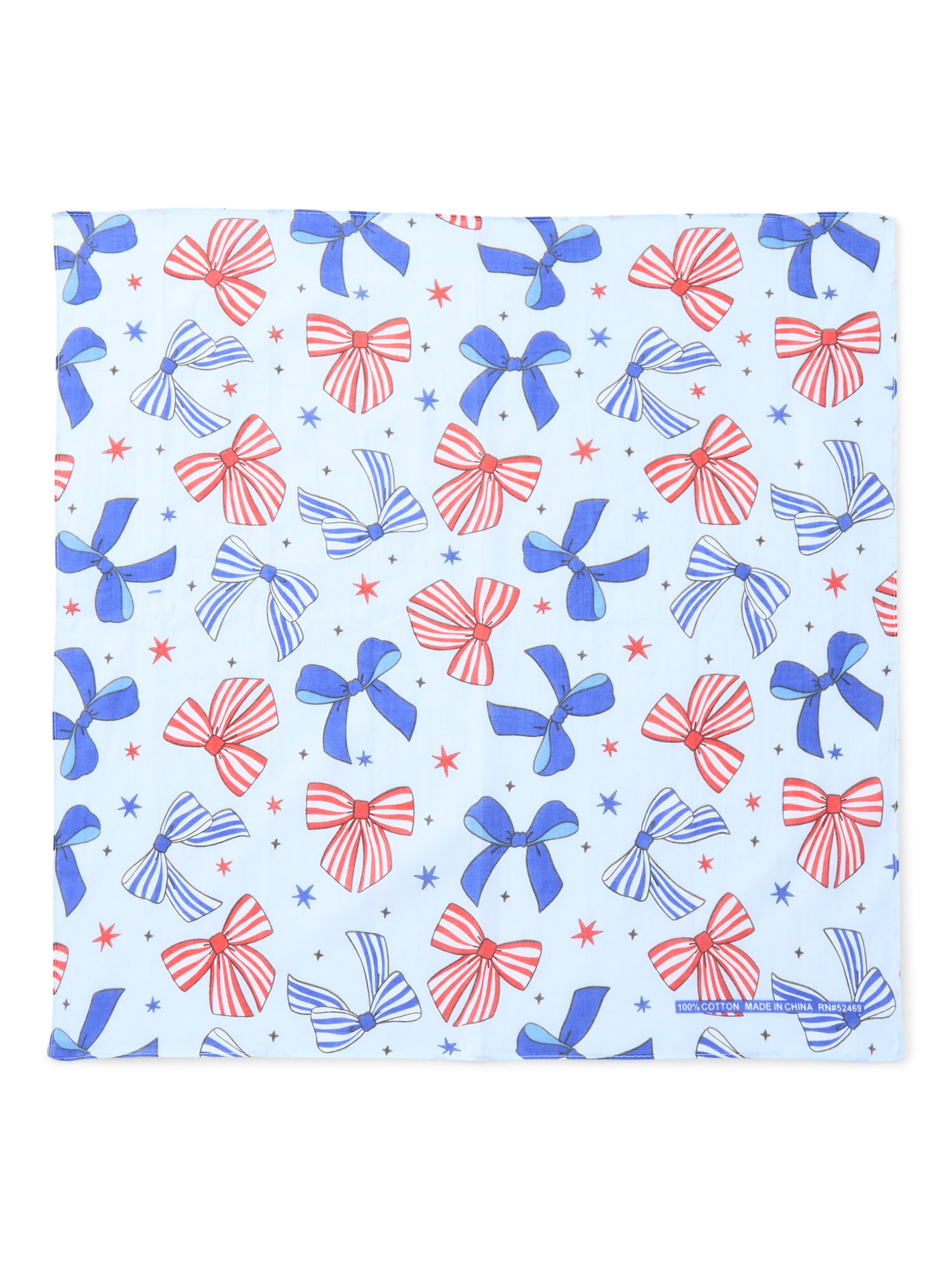 Fourth of July Women’s Striped Bows Bandana from Way to Celebrate, One Size, Blue/Multi